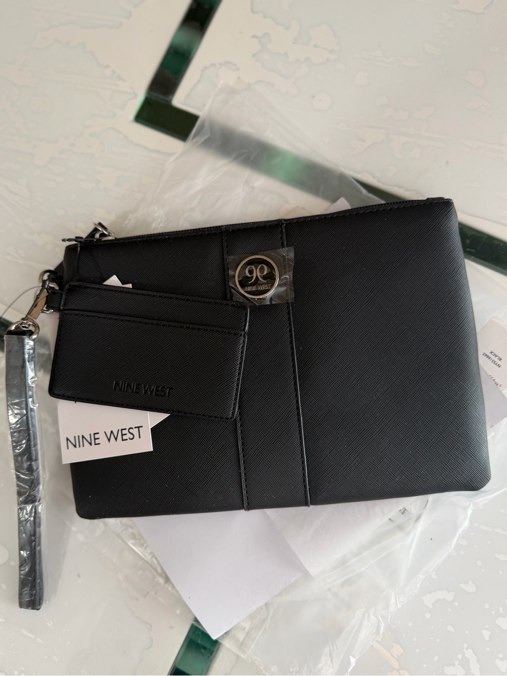 Nine West Black Saffiano Wristlet with Card Holder